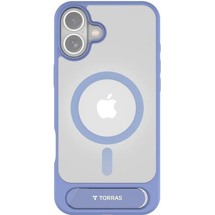 Torras Pstand Series, Smartphone Hülle für Apple iPhone 16 mit magnetischem Design, stabiler Standfunktion und X-Shock™ Technologie, Blau