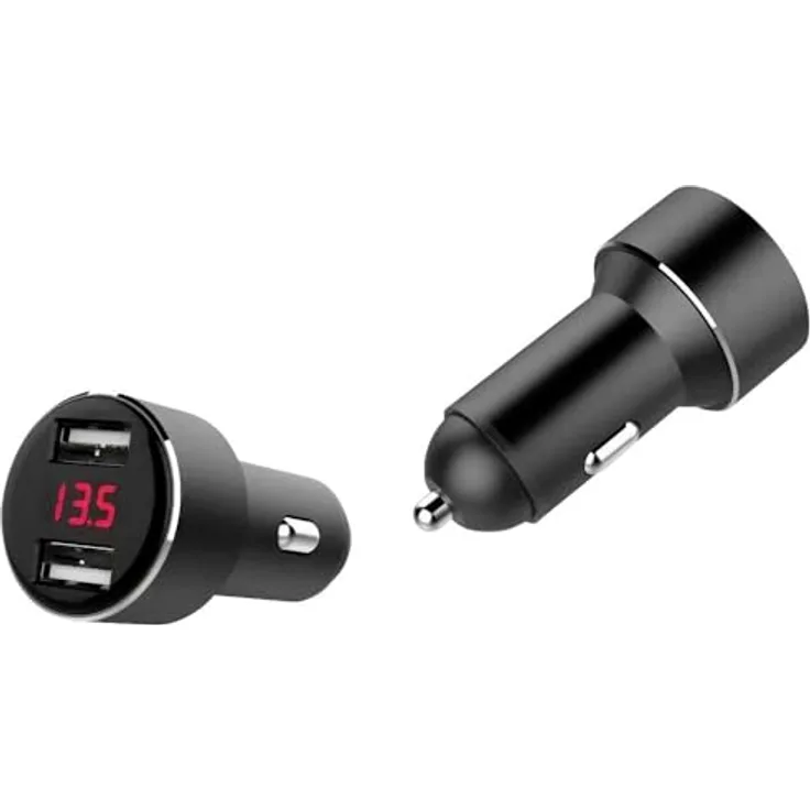 IWH USB-Ladegerät DUAL mit Spannungsanzeige, 4800mA, 12 oder 24 V/DC, schwarz