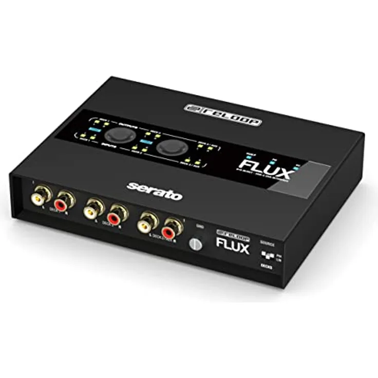 Reloop Flux, 6x6 IN/OUT USB-C DVS Interface für Serato DJ Pro, 24-Bit/96 kHz, robustes Metallgehäuse, 2-Port USB-A-Hub, kompatibel mit Turntables und CDJs