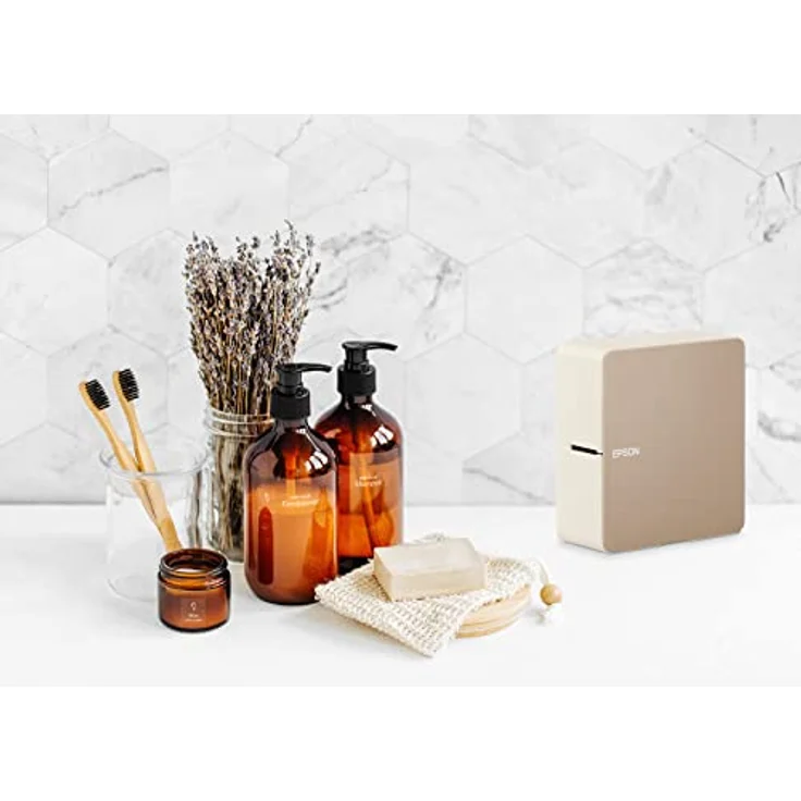 Epson LabelWorks LW-C610, Bluetooth-Etikettendrucker für individuelle Designs (z. B. Etiketten, Geschenkbänder), 50 kompatible Bänder bis 24 mm Breite, App-Steuerung, Batterie-/Netzteil-Betrieb, beige – Bild 4