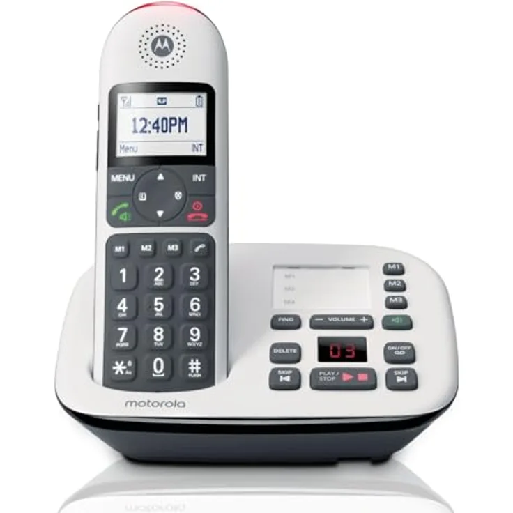 Motorola CD5011 Schnurloses DECT-Telefon mit großem 1,8-Zoll-Display, Anrufbeantworter und Hörgerätekompatibilität