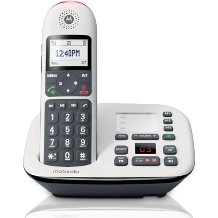 Motorola CD5011 Schnurloses DECT-Telefon mit großem 1,8-Zoll-Display, Anrufbeantworter und Hörgerätekompatibilität – Bild 1