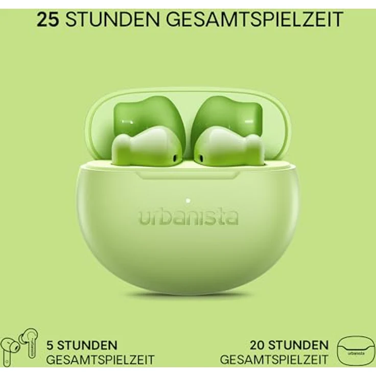 Urbanista Austin 2, True Wireless Stereo Kopfhörer mit aktiver Geräuschunterdrückung, 25 Stunden Laufzeit, spritzwassergeschützt, Grün – Bild 5