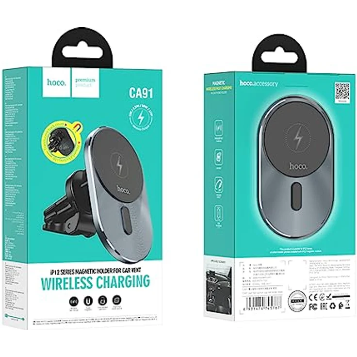 Hoco CA91 Magnetische Autohalterung für Smartphones, bis zu 15 W, Schwarz – Bild 9