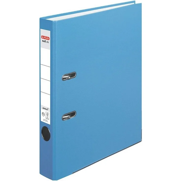 Herlitz Aktenordner maX.file protect, schmal, mit Griffloch und Kantenschutz, DIN A4, blau – Bild 1
