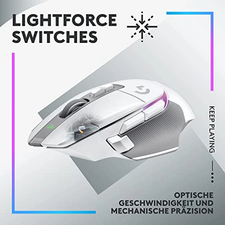 Logitech G502 X PLUS LIGHTSPEED Kabellose RGB-Gaming-Maus - Optische Maus mit LIGHTFORCE Hybridschaltern, LIGHTSYNC RGB, HERO 25K Gaming-Sensor, Kompatibel mit PC - macOS/Windows - Weiß – Bild 2
