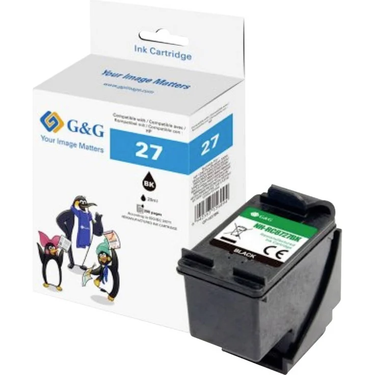 G&G Druckerpatrone Kompatibel GP-H27BK, XL-Schwarz, 100% mehr Füllmenge/Seiten, Ersatz für HP 27/C8727AE