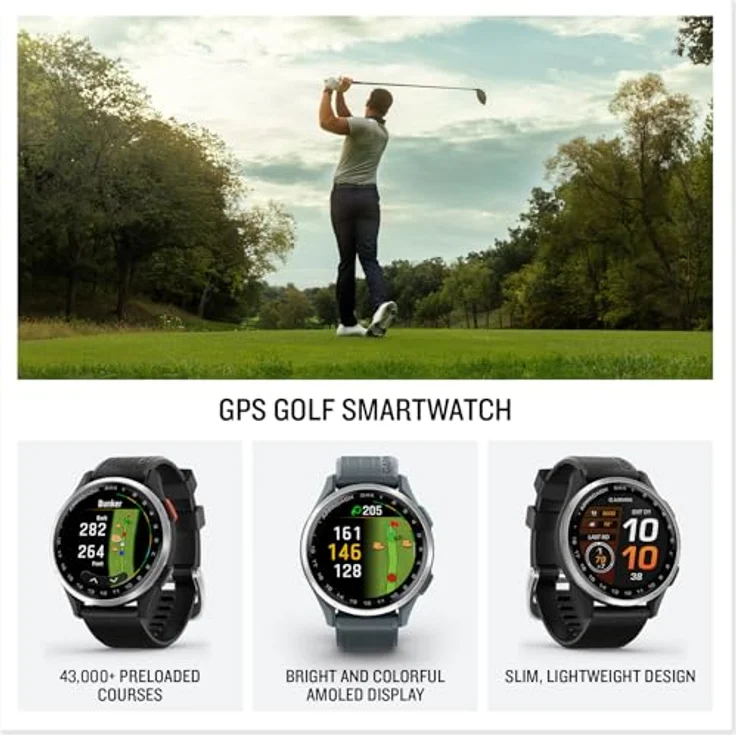 Garmin Approach S44, GPS-Sportuhr mit 1,2" Touchscreen, 4 GB Speicher, 42 g, Bluetooth-Benachrichtigungen – Bild 2