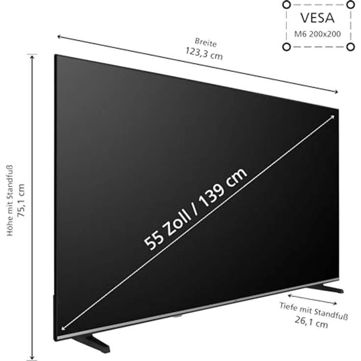 JVC VIDAA LT-55VD3555, 55 Zoll 4K Smart TV mit HDR, Dolby Vision, Triple-Tuner und WLAN, LED TV schwarz – Bild 3