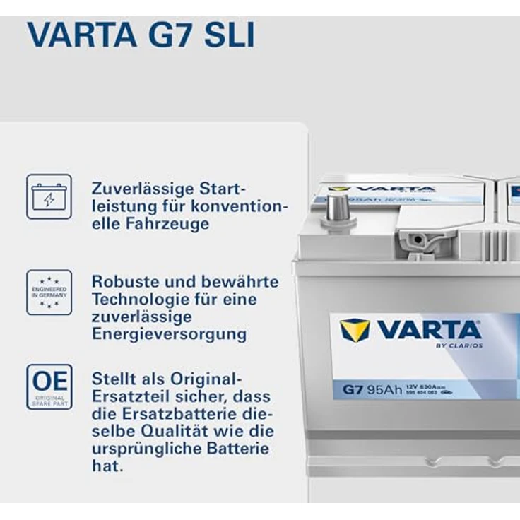 VARTA G7 Blue Dynamic 12V 95Ah 830A Autobatterie, wartungsfrei, Pluspol rechts, 595 404 083 inkl. 7,50 Pfand – Bild 2