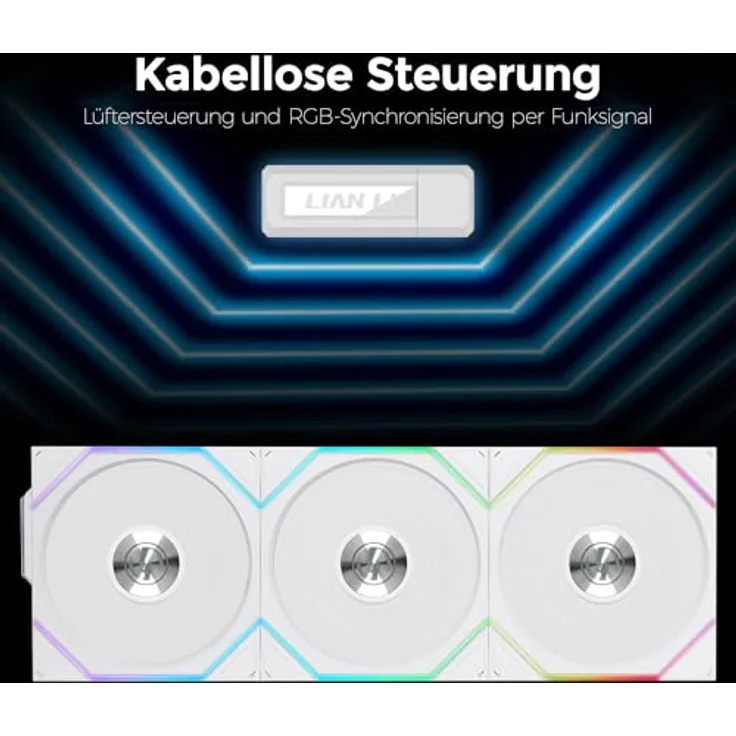Lian Li UNI FAN TL Wireless PC Lüfter 120mm RGB – 3er Pack Gaming PC Lüfter Weiß | PWM Lüfter - 26 ARGB LEDs - bis 2.600 U/min - hoher Airflow - Leise – Bild 4