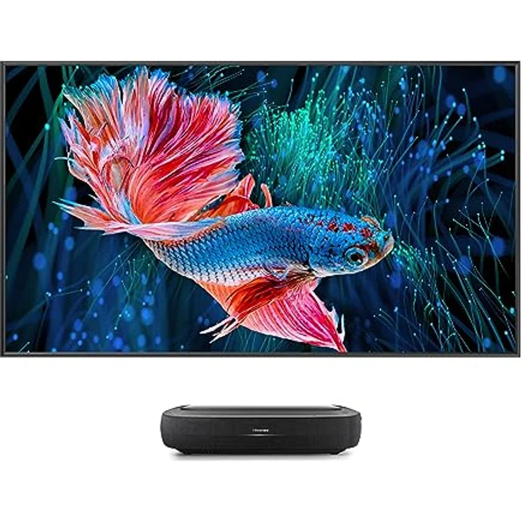 Hisense 100L9HD Trichroma Laser TV inkl. 120" ALR Fresnel Daylight Screen, Téléviseur laser trichroma Hisense 100L9HD, 120 ALR Fresnel, schwarz – Bild 1
