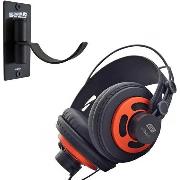 ESI eXtra10, Kabelgebundener Monitoring-Kopfhörer mit 50mm Neodym-Treibern, Frequenzbereich von 15Hz bis 29kHz, Schwarz, inklusive dSONIQ Realphones Software und Wandhalter