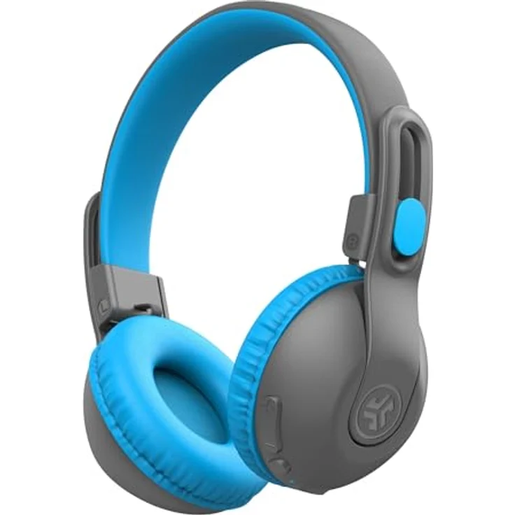 JLab JBuddies Studio 2 Kabellose + verkabelte On-Ear-Kinder-Kopfhörer, Grau/Blau, 65+ Stunden Akkulaufzeit, Teilen-Modus, Lautstärkesicher, faltbar, verstellbar, Geräuschisolierung – Bild 1