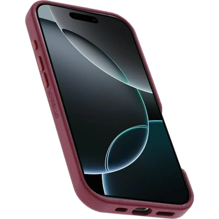 OtterBox Symmetry Series Cactus Leather MagSafe Hülle für iPhone 16 Pro, stoßfest, sturzsicher, dünne Schutzhülle, 3X getestet nach Militärstandard, Rot – Bild 3