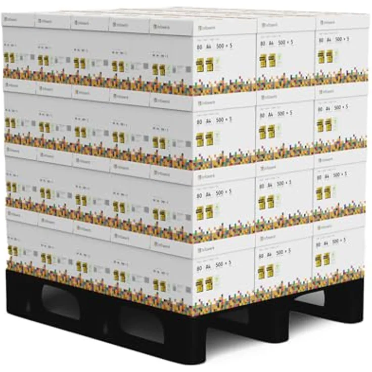 Infowerk Druckerpapier Kopierpapier 500-150000 Blatt A4 80g Premium Weiß Testsieger PEFC (150.000 Blatt)