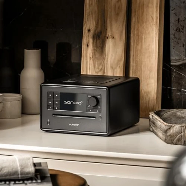 sonoro Elite Internetradio mit CD-Player & Bluetooth, UKW/FM, DAB Plus, WLAN, multifunktionaler Wecker, Matt Schwarz – Bild 3