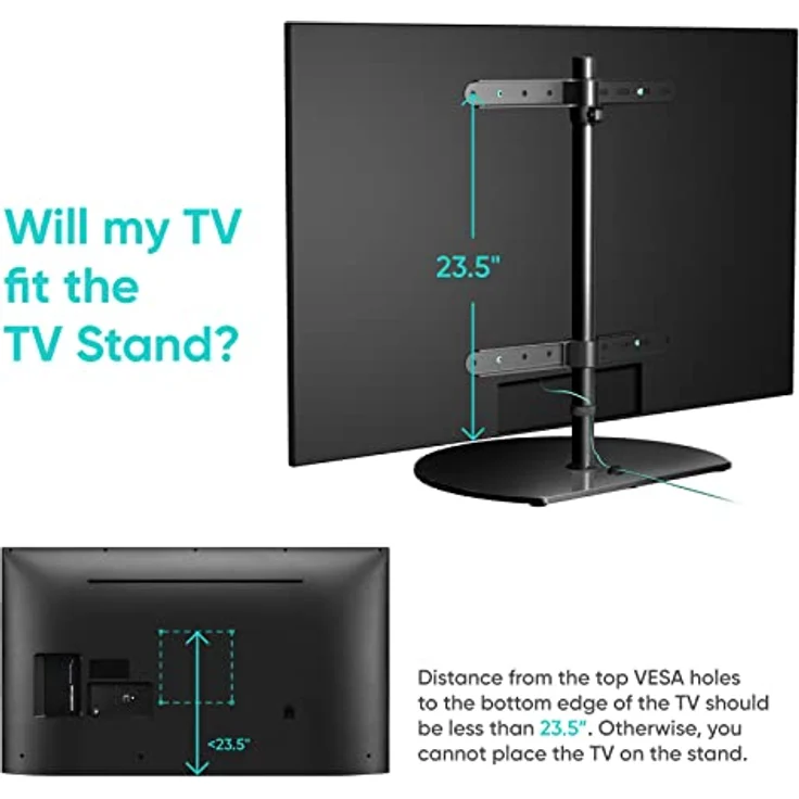 ONKRON TV Ständer schwenkbar & höhenverstellbar - TV Standfuss Fernseher für 32-65 Zoll Flach&Curved Bildschirme bis 35 kg min VESA Standfuss 100x100 max VESA 400x400mm / TV Stand Schwarz PT2 – Bild 5