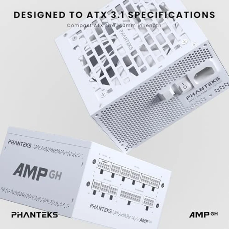 Phanteks AMP GH 850W 80 Plus Gold Netzteil, PCIe 5.1, ATX 3.1-850 Watt, weiß – Bild 3
