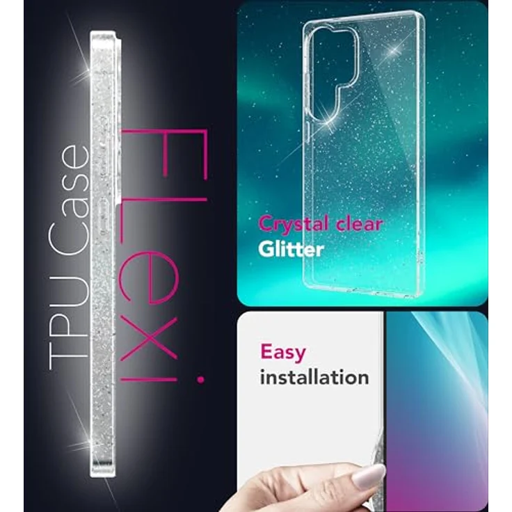 Nalia Dazzlin Clear Glitter Diamond Cover, transparente Silikon Hülle mit glitzernden Partikeln für Samsung Galaxy S25 Ultra, stoßfest und kratzbeständig – Bild 2