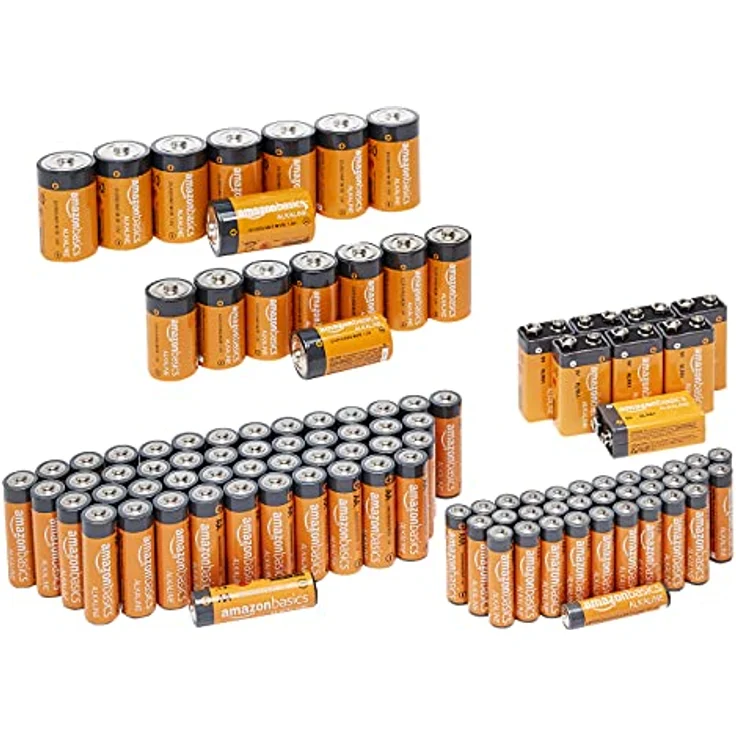 Amazon Basics Alkaline-Batterie Super-Vorteilspackung, 48 AA und 36 AAA und 8 C und 8 D und 8 9V, 108 Stück – Bild 1