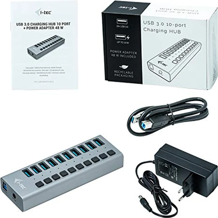 i-tec USB 3.0 Charging HUB 10-Port mit Externem Netzadapter 48W - 10x USB Ladeport – Bild 3