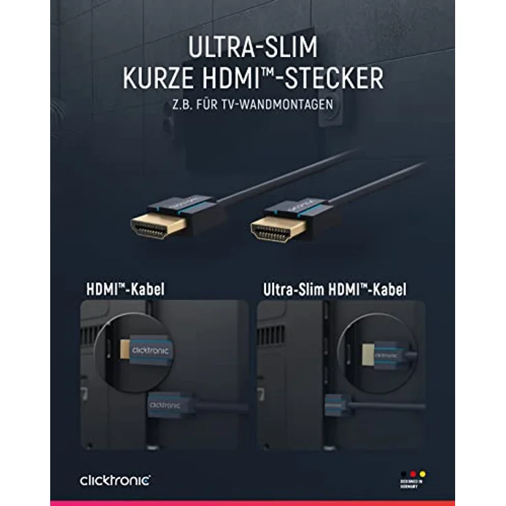 Clicktronic Casual Ultraslim High Speed HDMI Kabel mit Ethernet,4K Ultra HD, 3D-TV, ARC, 2.0 m – Bild 5