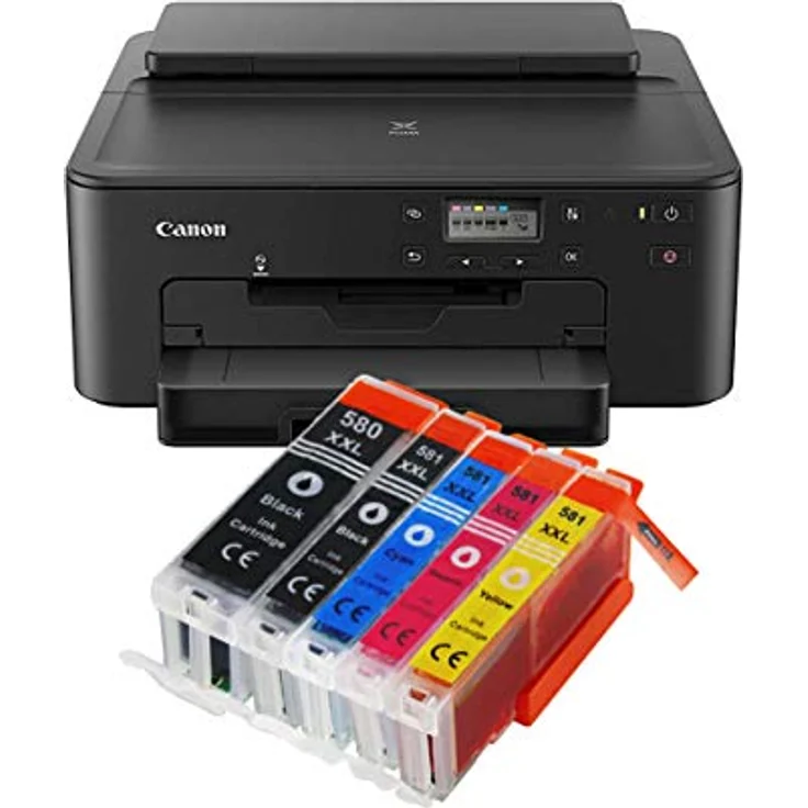 IC-Office TS705a Farbtintenstrahl-Drucker (Schwarz, USB, CD-Druck, WLAN, LAN, Apple AirPrint) inkl. 5 XXL Tintenpatronen – Bild 1