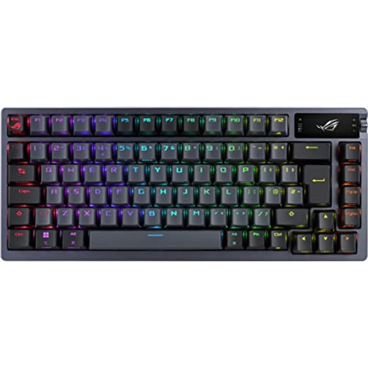 ASUS ROG Azoth RGB Gaming-Tastatur (dt. Layout, 75% Tastaturformfaktor, mechanische ROG NX-Switches, OLED-Display, mit Bluetooth® oder 2,4-GHz-RF Wireless, USB, Windows & MacOS-Modus, schwarz)