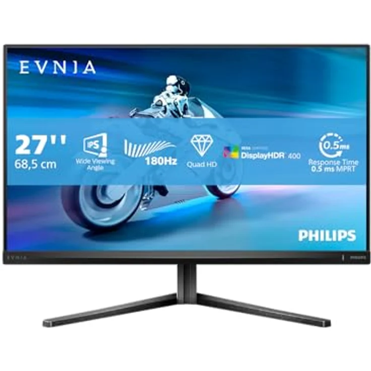 Philips Evnia 27M2N5500-27 Zoll QHD Gaming Monitor, 180 Hz, FreeSync Prem., G-Sync comp., HDR400 schwarz/grau – Bild 2