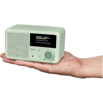 MEDION S66822 Mini Radio Dab portátil con Bluetooth (batería Recargable, Pantalla a Color Regulable, Antena telescópica, Temporizador de Apagado, Despertador, Snooze, AUX, USB-C) Gris