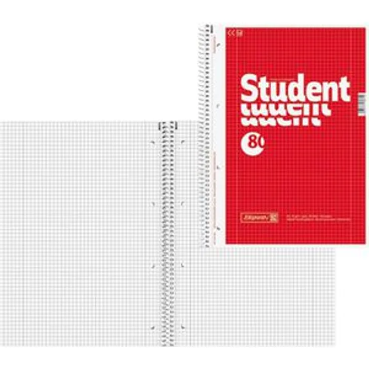 Brunnen Collegeblock Student 1067928, A4, Innen- und Außenrand, 70 g/m², 80 Blatt, kariert