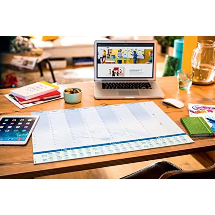 SIGEL HO350 Papier-Schreibtischunterlage, ca. DIN A2 - extra groß, mit 3-Jahres-Kalender, Tages- und Wochenplan mit Stundeneinteilung, 30 Blatt – Bild 2