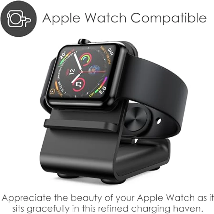 Desire2 Restore Ladeständer für Apple Watch, eleganter Aluminium-Ladeständer mit rutschfester Unterseite, Schwarz – Bild 3