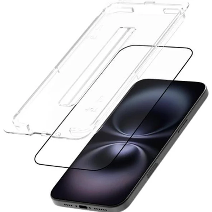 Just in Case Gehärtetes Glas Clear Displayschutzfolie für Apple iPhone 16, 1 Stück, mit Applikator, blasenfreie Installation, transparent