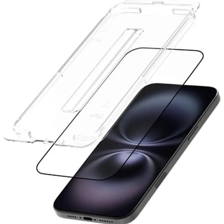 Just in Case Gehärtetes Glas Clear Displayschutzfolie für Apple iPhone 16, 1 Stück, mit Applikator, blasenfreie Installation, transparent