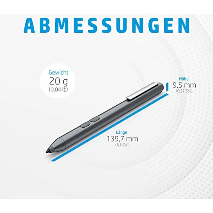 HP - PC MPP 1.51 Eingabestift für PC und Tablet, Microsoft-kompatibel, Präzisionspitze, benutzerdefinierte Tasten, 1 austauschbare Spitze, Silber – Bild 2
