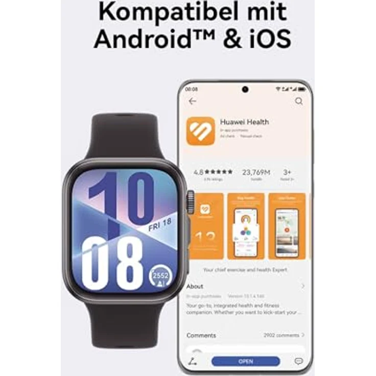 HUAWEI Watch FIT 4, Smartwatch mit GPS und Fitness Tracker, Aluminiumgehäuse, Kautschuk-Armband, Weiß – Bild 8