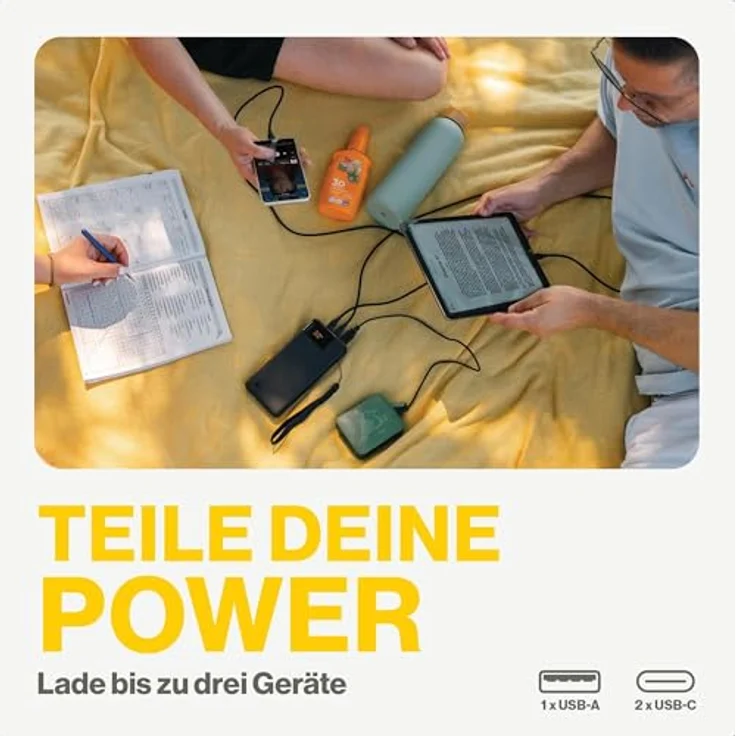 Aqiila Powerbank Powerbird B20+ 20000mAh, 65 W, 1x USB-A, 2x USB-C, schwarz – Bild 5