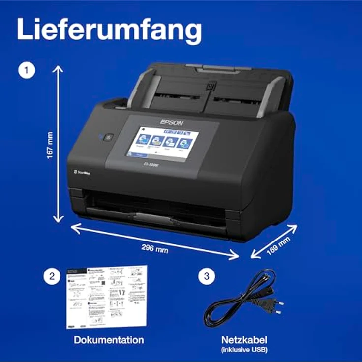Epson WorkForce ES-590W, Dokumentenscanner mit 600 x 600 dpi, Duplex-Funktion, 45 Seiten/Min, schwarz – Bild 7