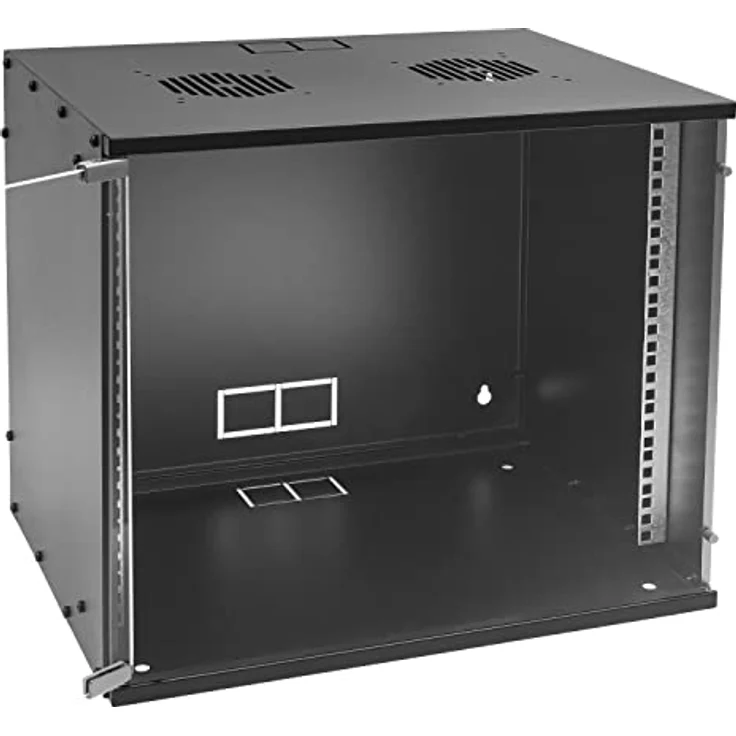 HMF 65709-02 Netzwerkschrank, Serverschrank 19 Zoll | 9 HE | 400 mm Tiefe | Glastür | Schwarz – Bild 4