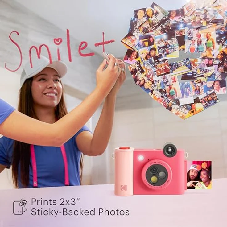 KODAK Smile+ 2-in-1 Digitale Sofortbildkamera & kabelloser Bluetooth-Fotodrucker - 10MP, Spezialeffekt-Drehobjektiv, Zink 2x3” Klebefotos, Drucken über Fun-App von Smart Devices - Fuchsie – Bild 5