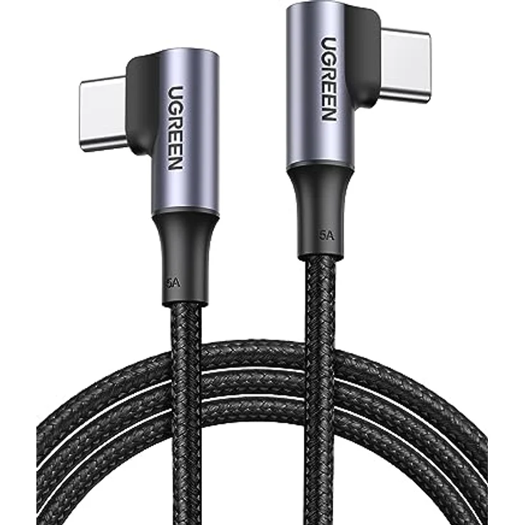 UGREEN USB C USB C Ladekabel 100W Doppelte Winkelstecker PD 3.0 PPS USB-C Kabel 90 Grad 5A/20V kompatibel mit iPhone 15 Pro Max, M2 MacBook Pro/Air iPad Pro 2021 iPad Air 5 Galaxy S24 A54 usw. (2m) – Bild 1