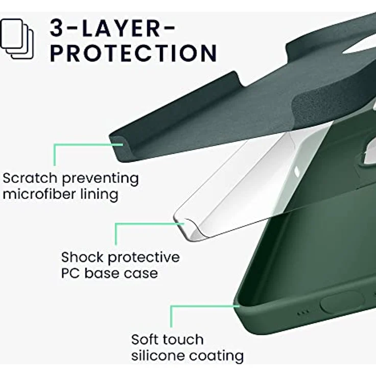 kwmobile Handyhülle für iPhone 14 Pro, Silikon Case in Tannengrün, stoßfest, kabelloses Laden, Anti-Rutsch Design – Bild 4
