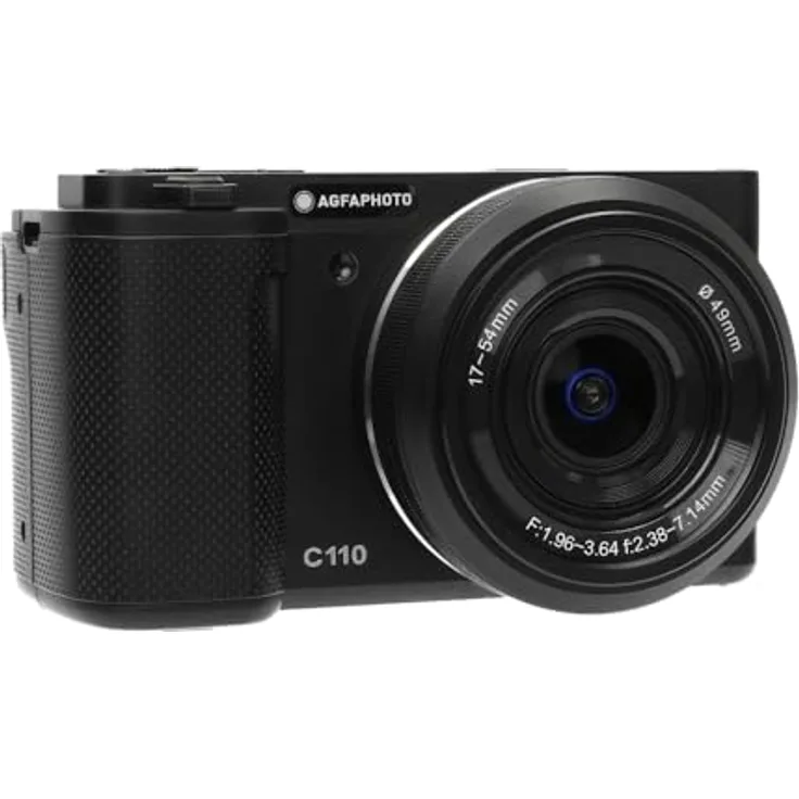 AgfaPhoto Realishot C110 Kompakte Digitalkamera mit 2,8 Zoll beweglichem Display, CMOS-Sensor und Bildstabilisierung – Schwarz