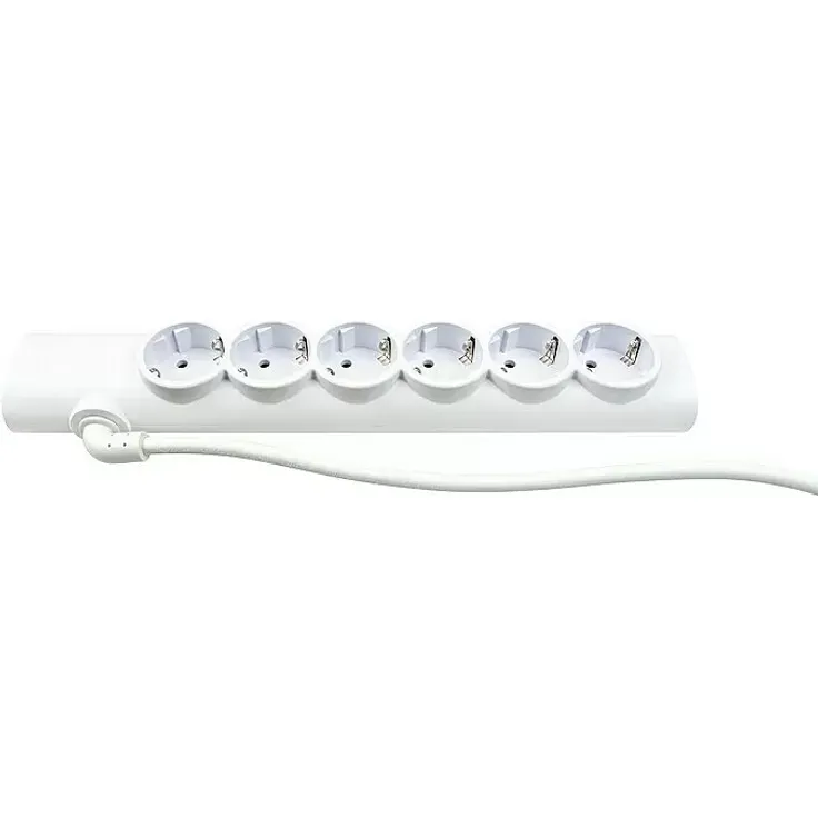 Schwaiger 6-fach Steckdosenleiste, Weiß, 1,4 m Kabellänge, mit 2 USB-A-Buchsen und erhöhtem Berührungsschutz