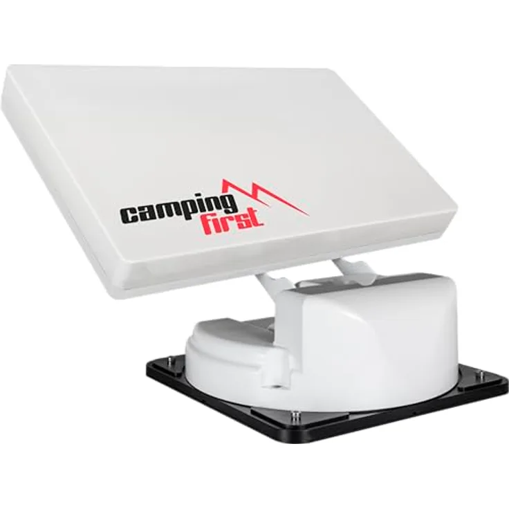 Camping First Satmex Flat 2, vollautomatische Sat Twin Antenne mit Skew-Funktion für zwei TV-Anschlüsse, ultraflach und kompakt
