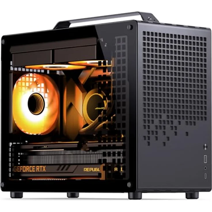 Jonsbo Jonsplus Z20 Micro-ATX Gehäuse, mit Tragegriff - schwarz, für SFX-/ATX-PSUs und Mini-ITX/Micro-ATX-Mainboards – Bild 2