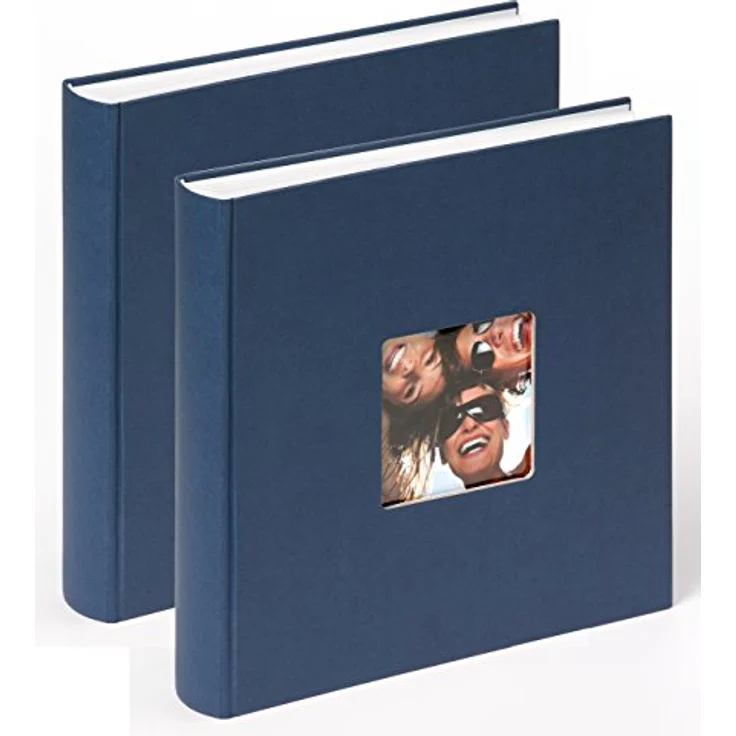 walther design Fotoalbum blau 30 x 30 cm, Doppelpack mit Cover-Ausstanzung und 100 weißen säurefreien Seiten – Bild 1