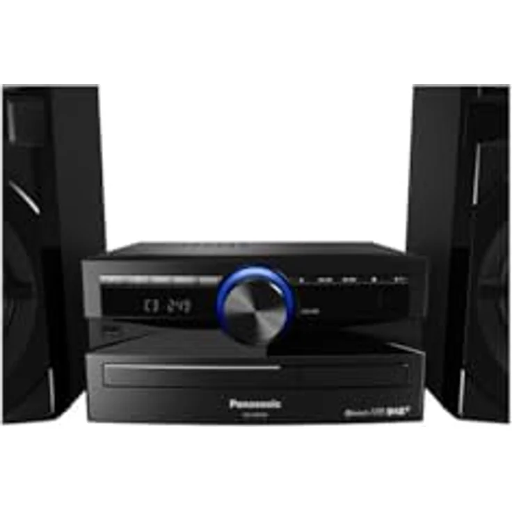 Panasonic Mini-System, 300 W, 2-Wege-Lautsprecher, Woofer:13 cm, CD-Player, CD-R-R W, Bluetooth, USB, DAB-DAB +, 30 FM-15AM RDS, AUX, Audio-Qualität, blaue Beleuchtung, Schwarz DAB-DAB+ Radio blau – Bild 5